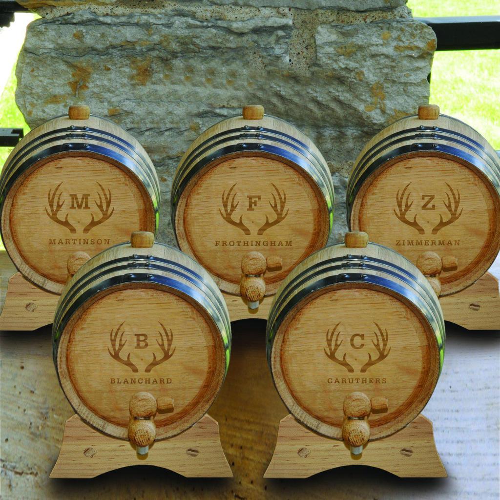 Engraved Mini Oak Curing Barrel Set Of 5