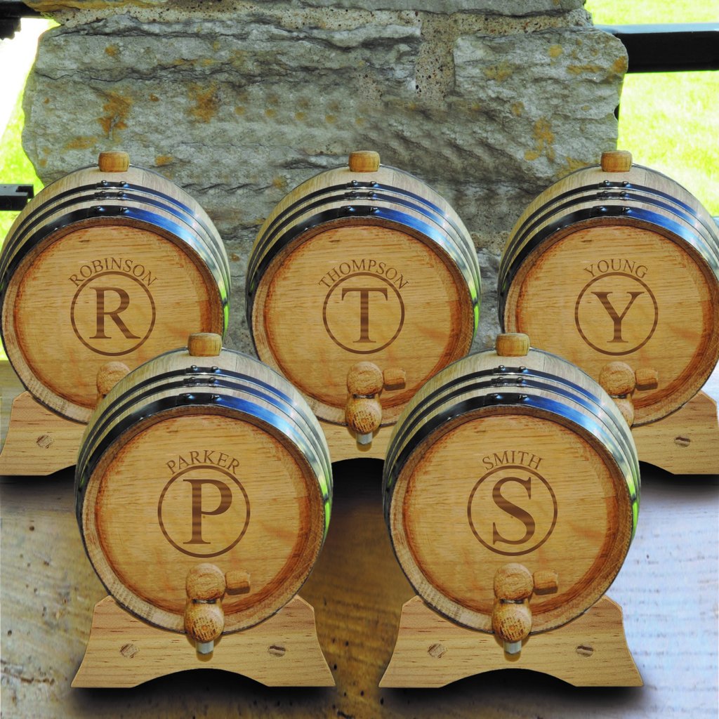 Engraved Mini Oak Curing Barrel Set Of 5