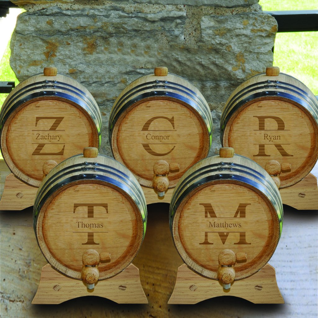 Engraved Mini Oak Curing Barrel Set Of 5