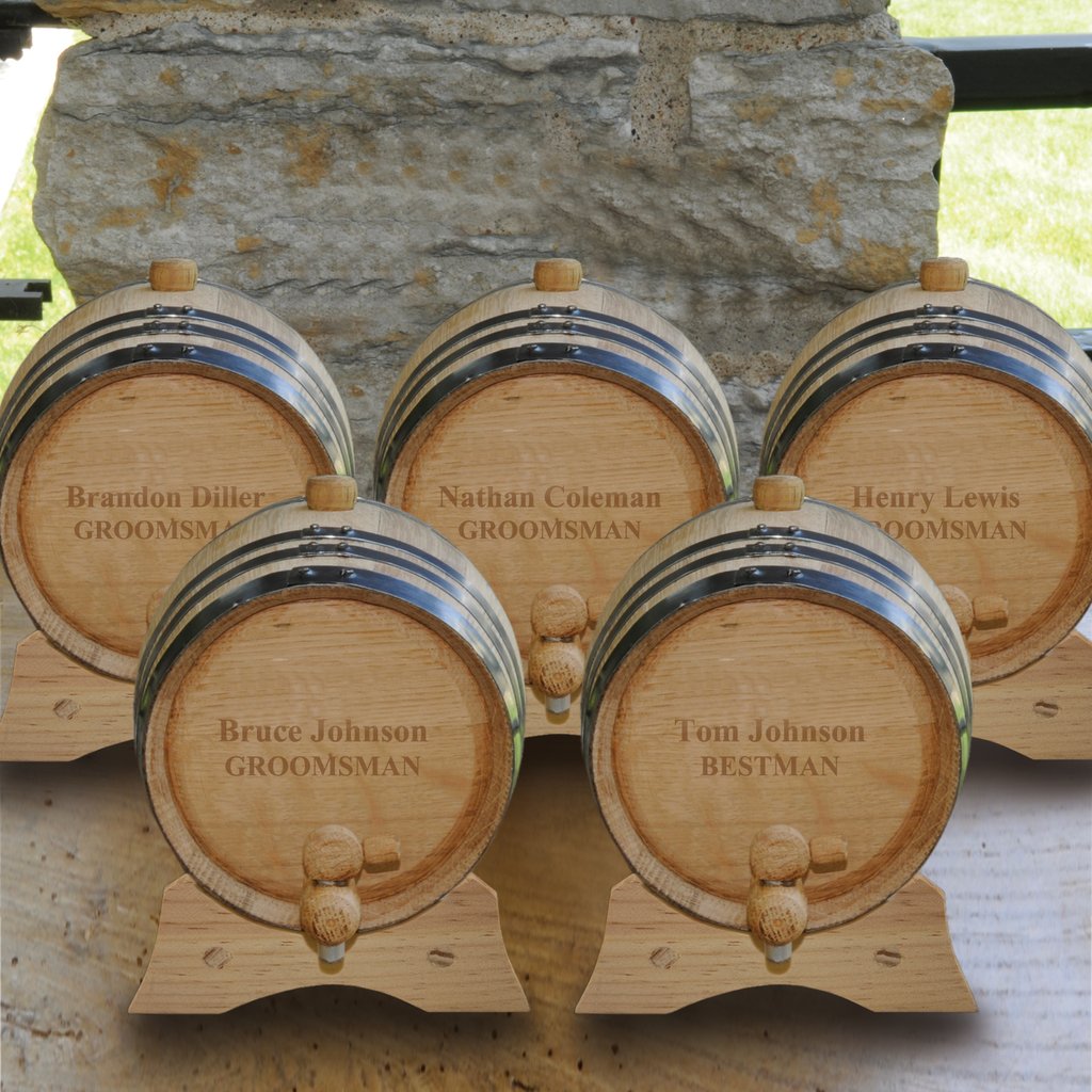 Engraved Mini Oak Curing Barrel Set Of 5