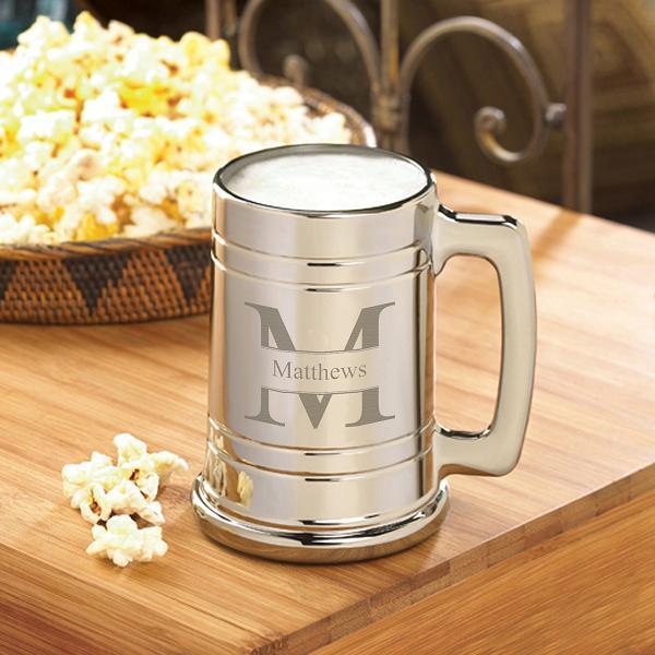 Engraved Gunmetal Coated 16oz Beer Glass Mug GC1390
