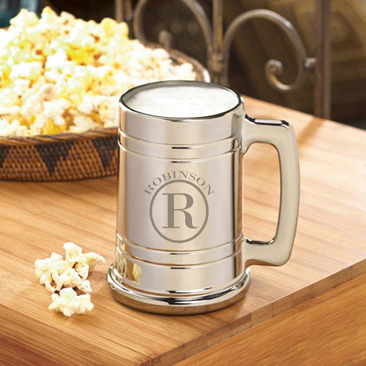 Engraved Gunmetal Coated 16oz Beer Glass Mug
