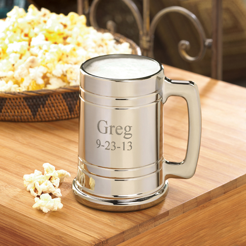 Engraved Gunmetal Coated 16oz Beer Glass Mug