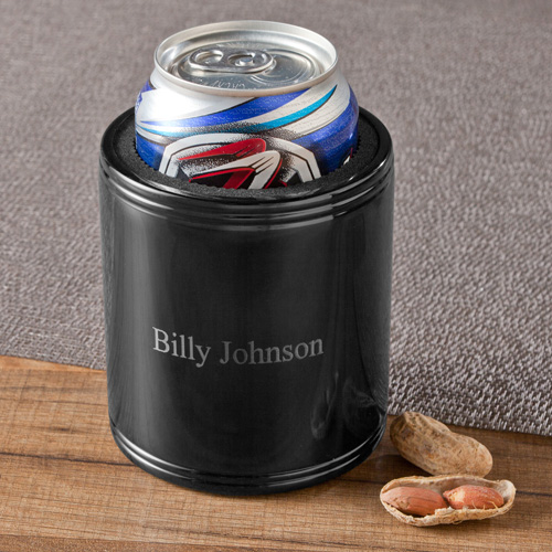 Personalized Stainless Steel Black Metal Can Cooler