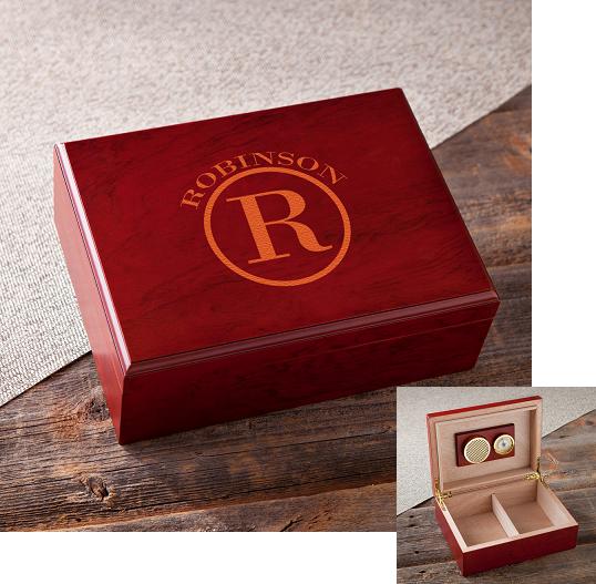 Custom Monogrammed Cherry Vision Humidor GC1402
