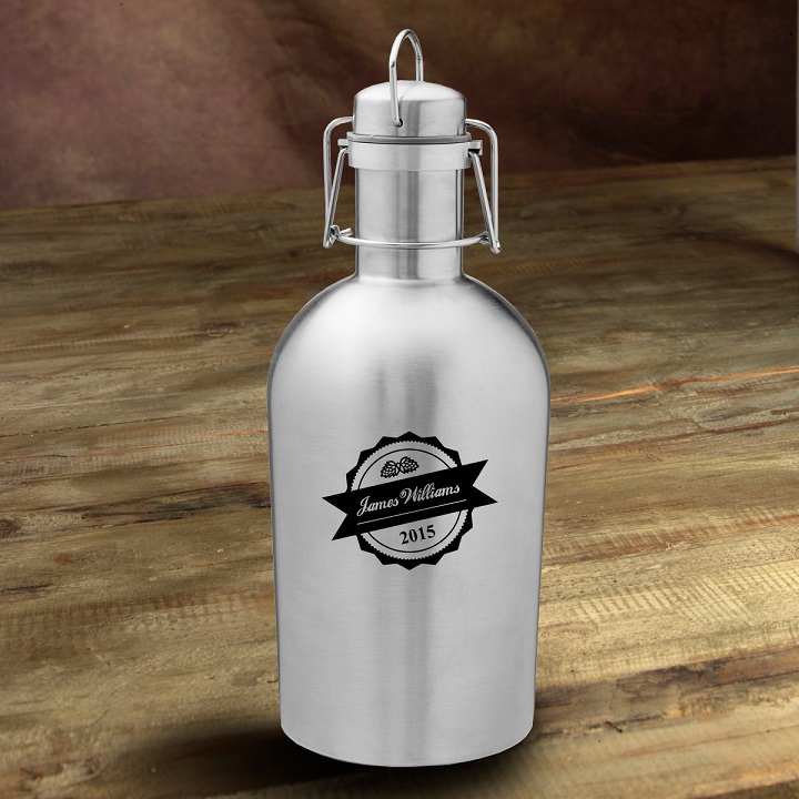 Personalized Stainless Steel Growler Bottle Cap Set
