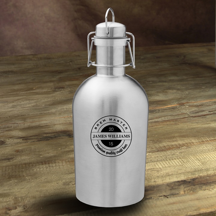 Personalized Stainless Steel Craft Beer Growler Set