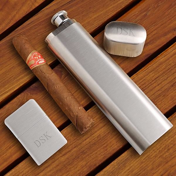 Cigar Case with Initial and Leaf Design - Laser Ninja