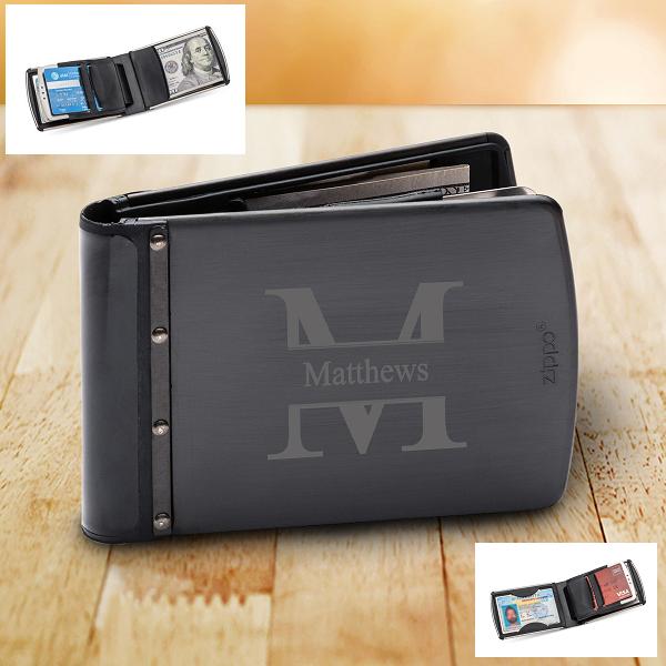 Personalized Titanium Black Zippo Wallet GC1517