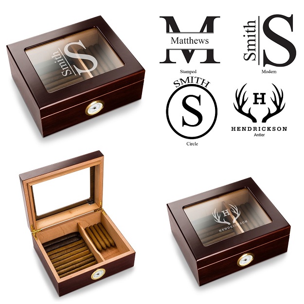 Personalized Capri Glass Top Macintosh Oak Humidor GC1529