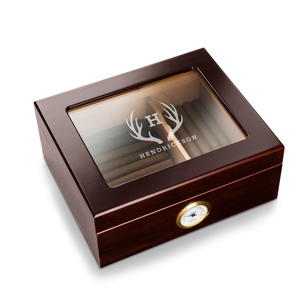 Personalized Capri Glass Top Macintosh Oak Humidor