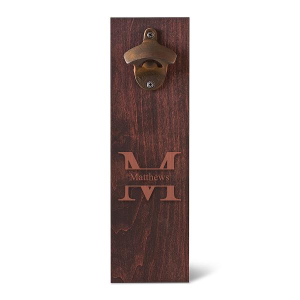 Monogrammed Rustic Wall Mounted Bottle Opener
