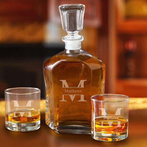 Personalized Spiffy Whisky Decanter and 2 Glass Set