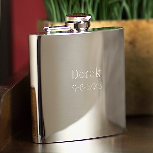 Engraved Stainless Steel 7oz Polished Flask