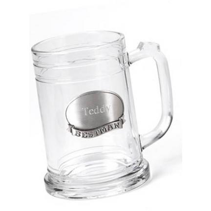 Engraved Wedding Party Medallion 16oz Glass Mug GC220