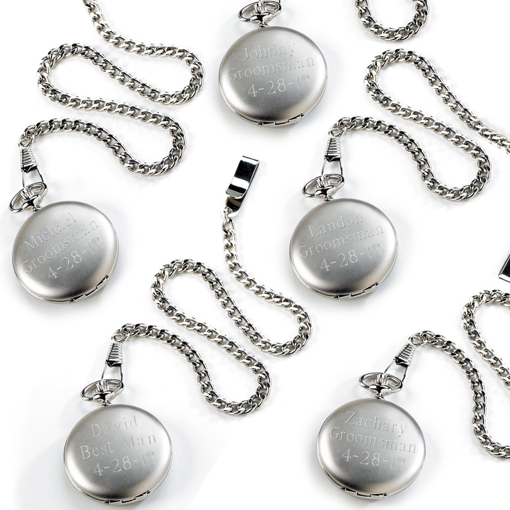 Engraved Brushed Silver Quartz Fidler Pocket Watch