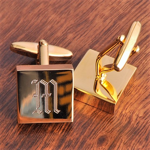 Addison High Polish Engraved Brass Cufflinks