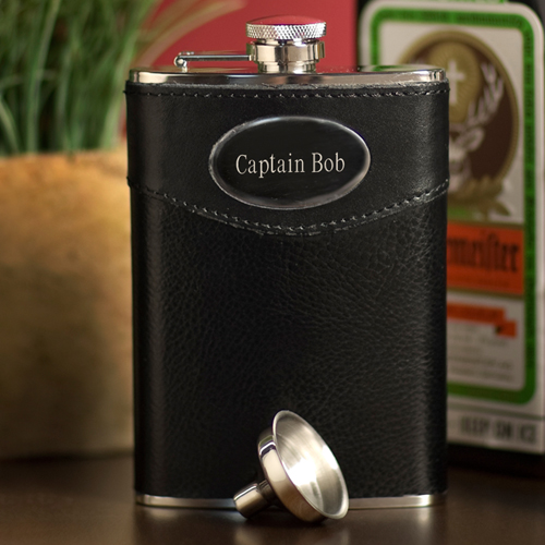 Engraved 8oz Executive Leather Flask GC267