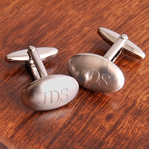 Oval Brushed Engraved Cufflinks