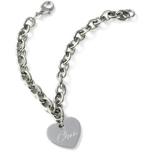 Engraved Stainless Steel Custom Charm Bracelet GC289