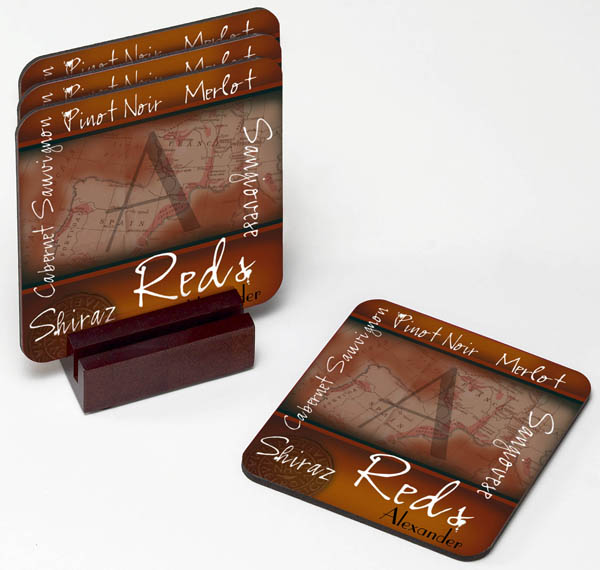 Personalized Vintage Wine Coaster Set GC454