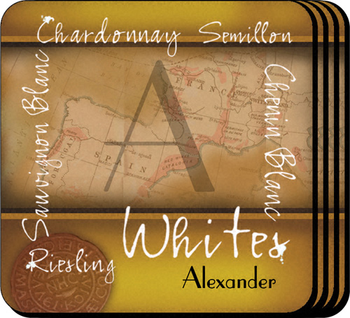 Personalized Vintage Wine Coaster Set