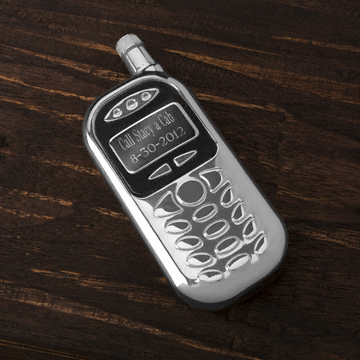 Engraved Cell Phone Flask With Black Leather Case GC699