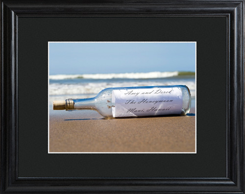 Personalized Message In A Bottle Wall Print With Wood Frame
