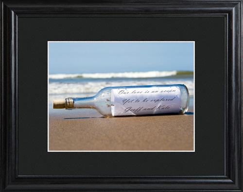 Personalized Message In A Bottle Wall Print With Wood Frame
