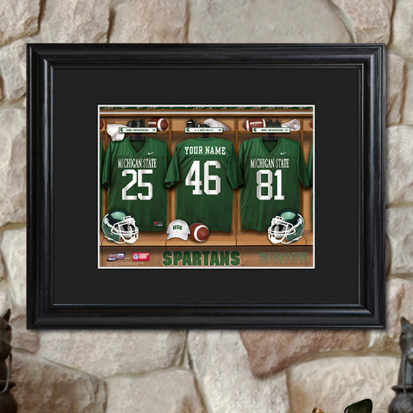 Custom NCAA Football Locker Room Black Framed Print GC733
