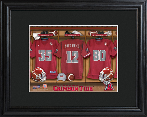 Custom NCAA Football Locker Room Black Framed Print