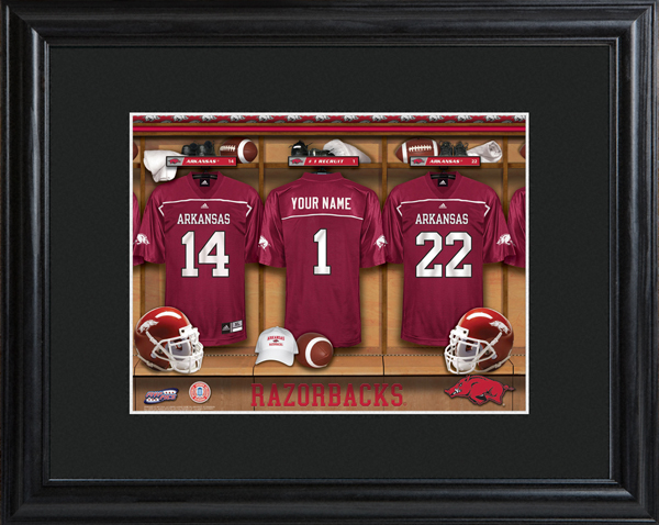 Custom NCAA Football Locker Room Black Framed Print