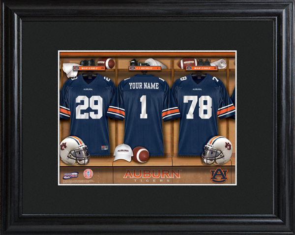 Custom NCAA Football Locker Room Black Framed Print