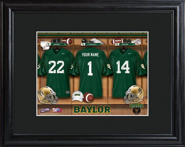 Custom NCAA Football Locker Room Black Framed Print