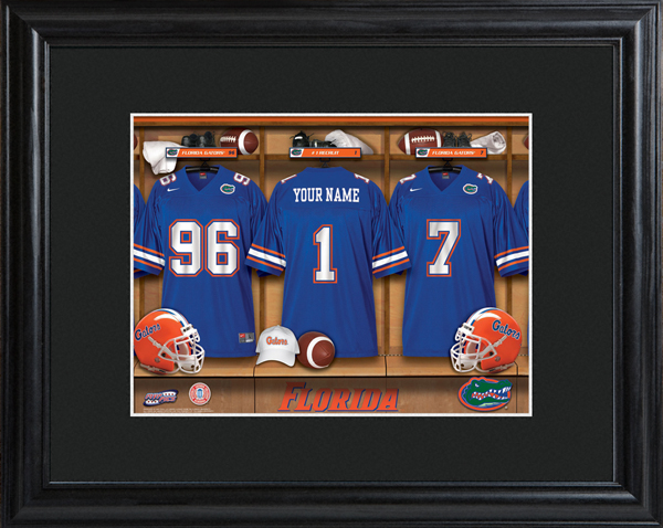 Custom NCAA Football Locker Room Black Framed Print