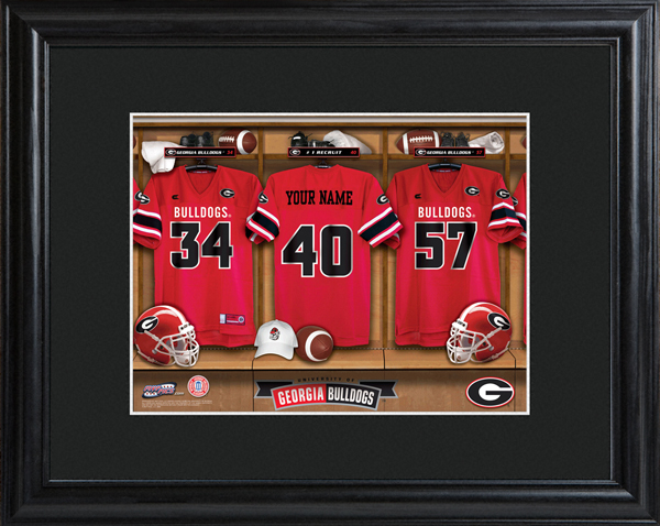 Custom NCAA Football Locker Room Black Framed Print