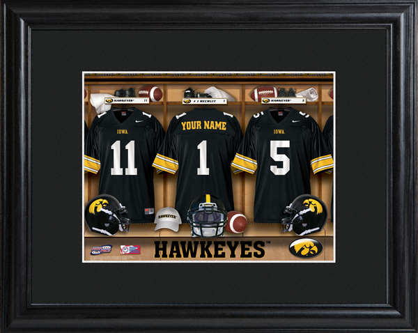 Custom NCAA Football Locker Room Black Framed Print