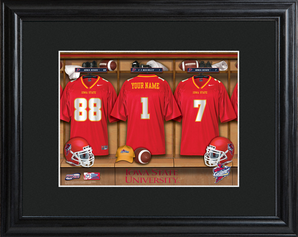 Custom NCAA Football Locker Room Black Framed Print