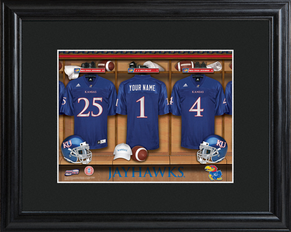 Custom NCAA Football Locker Room Black Framed Print