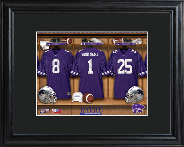 Custom NCAA Football Locker Room Black Framed Print