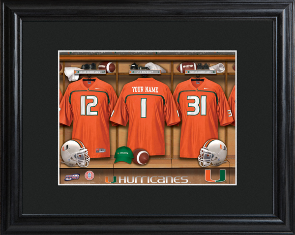 Custom NCAA Football Locker Room Black Framed Print