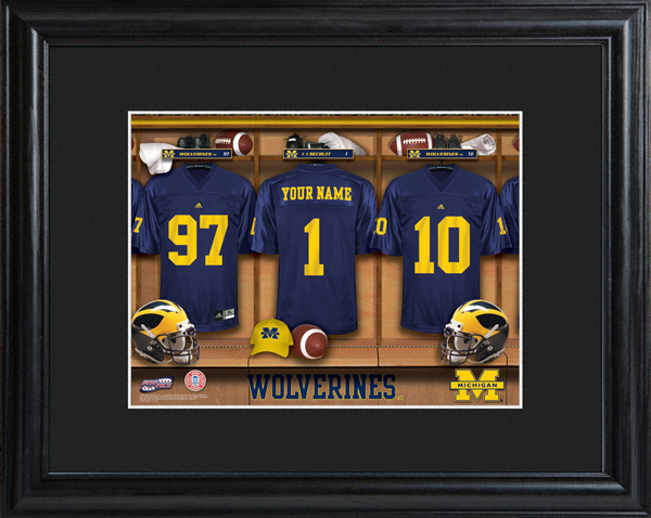 Custom NCAA Football Locker Room Black Framed Print