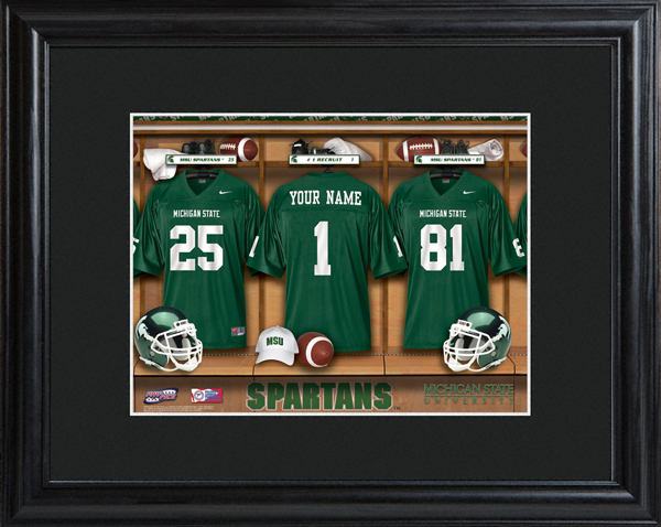 Custom NCAA Football Locker Room Black Framed Print