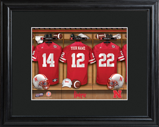 Custom NCAA Football Locker Room Black Framed Print