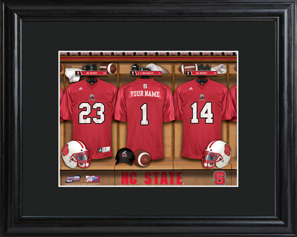 Custom NCAA Football Locker Room Black Framed Print