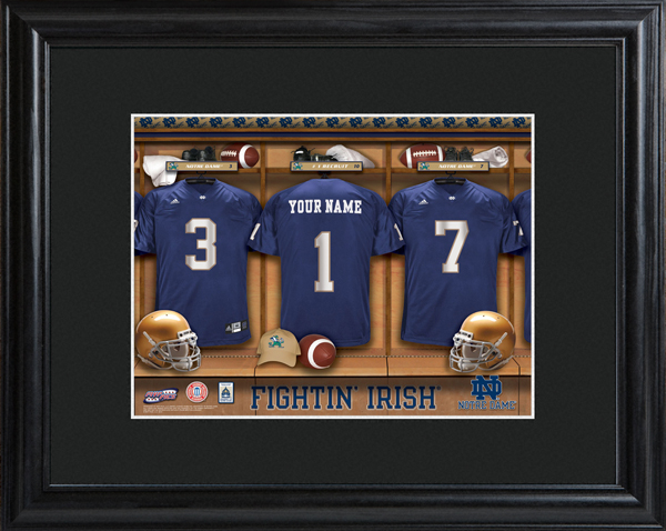 Custom NCAA Football Locker Room Black Framed Print
