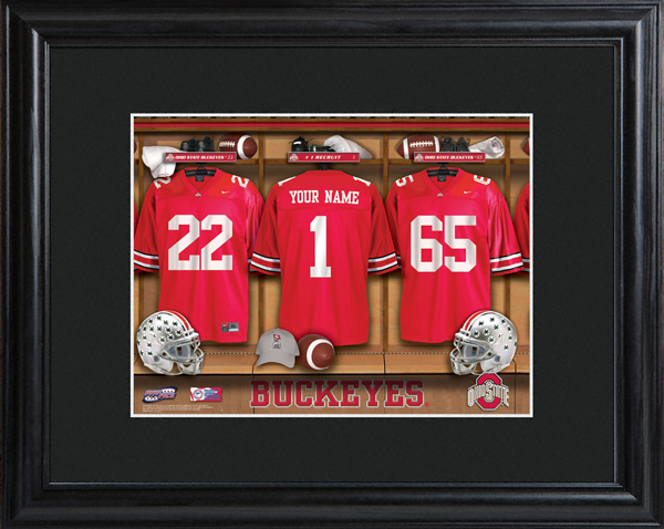 Custom NCAA Football Locker Room Black Framed Print