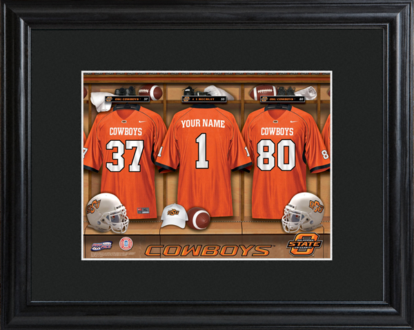 Custom NCAA Football Locker Room Black Framed Print