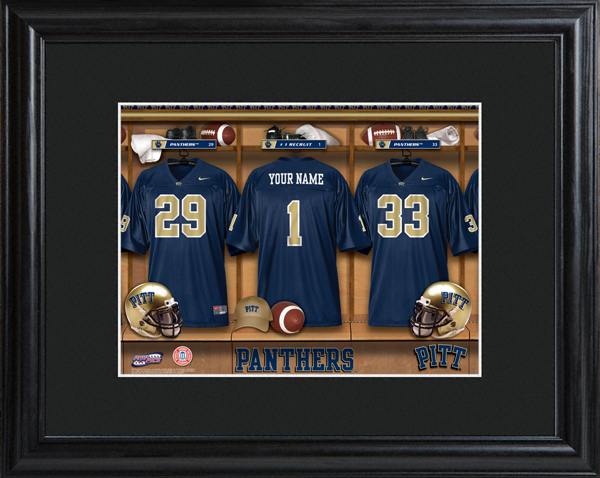 Custom NCAA Football Locker Room Black Framed Print