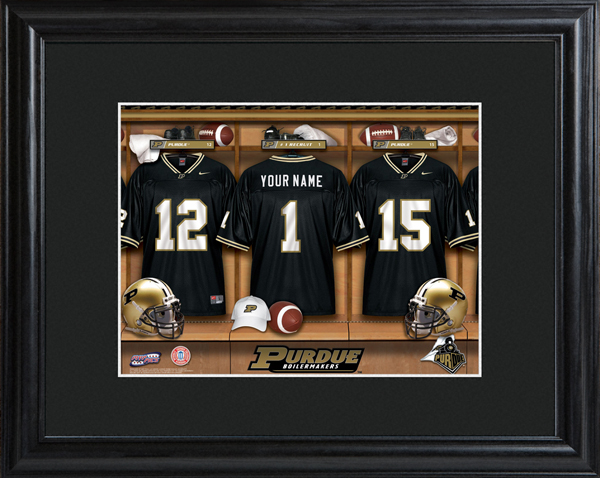 Custom NCAA Football Locker Room Black Framed Print